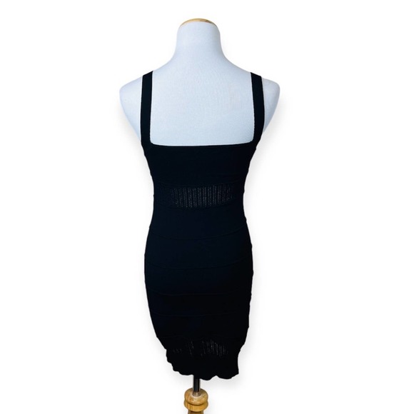 Black Knit Fitted Bandage Mini Dress XS Stretch - Picture 2 of 6